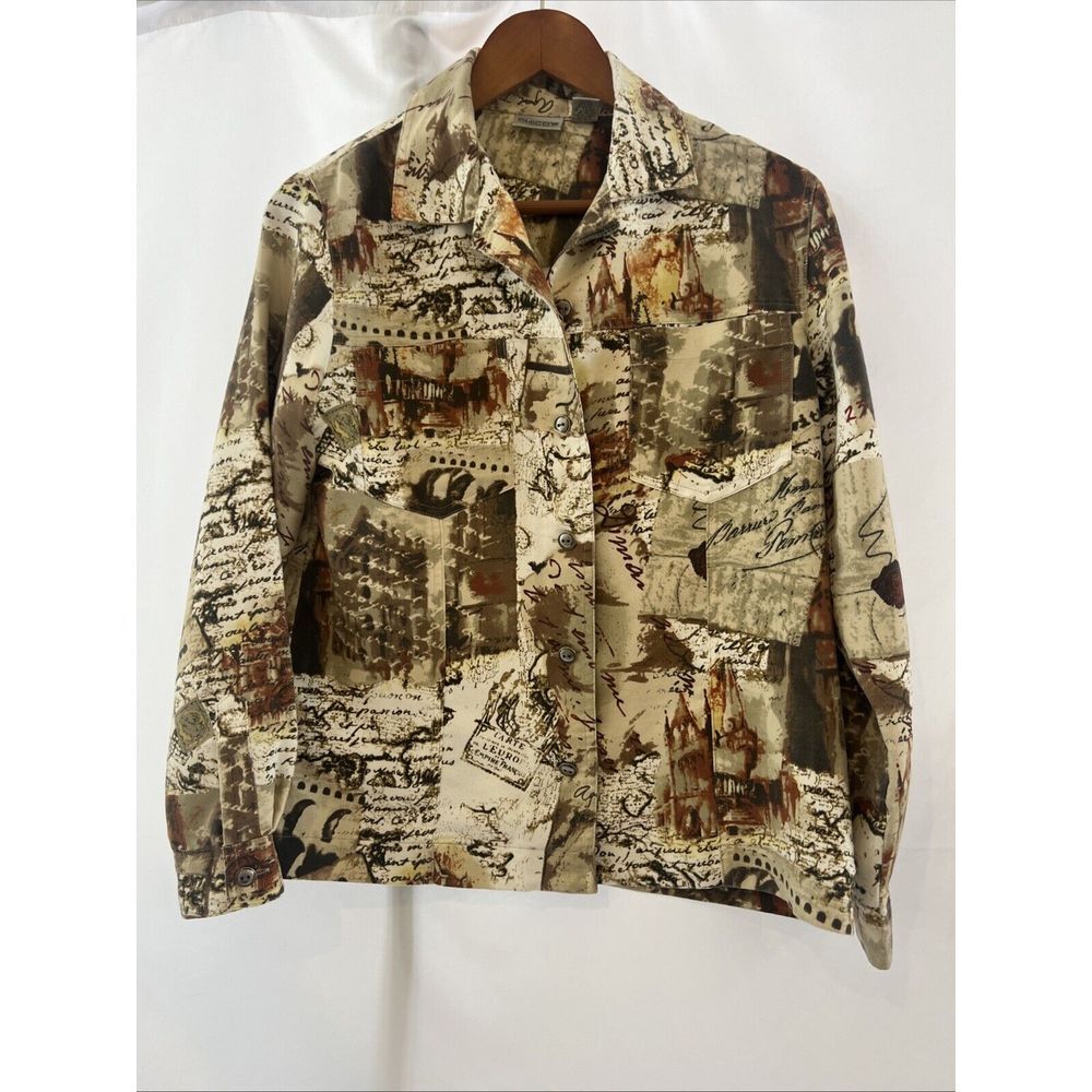 Chicos Women's Shirt Jacket 0 (4) Button Down Long Sleeve Travel Light Brown